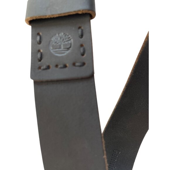 Timberland Mens Black Leather Belt Size 3L With Metal Buckle Heavy-Duty Casual - Picture 3 of 6